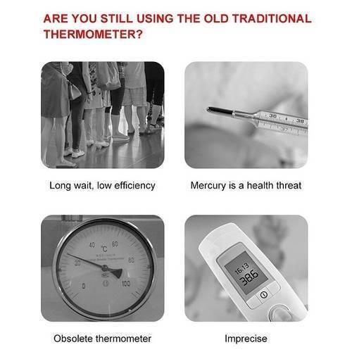 Wall Mounted Thermal Scanner ( Wall Mounted Temperature Scanner) Yna-800 - a comparison chart highlighting the drawbacks of traditional thermometers versus a digital temperature scanner.
