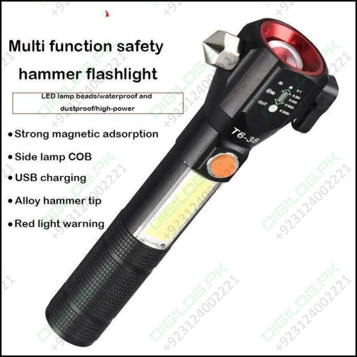 Water Proof Zoom Able Emergency Cob Flash Light Led Safety