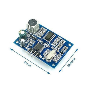 Waterproof Ultrasonic Sensor JSN-SR04T Distance Measuring Transducer Sensor For Arduino - a blue rectangular circuit board with a silver connector, a crystal oscillator, and dimension labels.