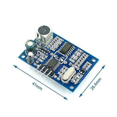 Waterproof Ultrasonic Sensor JSN-SR04T Distance Measuring Transducer Sensor For Arduino - a blue rectangular circuit board with a silver connector, a crystal oscillator, and dimension labels.
