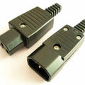 Wd-10 IEC320 C14 Wiring Plug Iec C14 Power Plug Iec C13 C14 Power Plug Connector - two black, rectangular, rewireable IEC C14 power connector plugs with screw terminals and strain relief boots.