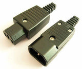 Wd-10 IEC320 C14 Wiring Plug Iec C14 Power Plug Iec C13 C14 Power Plug Connector - two black, rectangular, rewireable IEC C14 power connector plugs with screw terminals and strain relief boots.