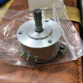 WDD35D4 10k Ohm 2W Continues Potentiometer Angle Sensor Displacement Sensor Variable Resistor - a silver, cylindrical angle sensor with a top metal shaft, three gold-colored pins on the side, and is inside a plastic bag.