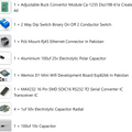WEMOS D1 With MAX232 and parts - a list of electronic components including a buck converter, dip switch, RJ45 connector, and various capacitors.