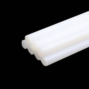 White Color 11mm Hot Melt Glue Sticks Electric Heating Adhesive Film Craft Glue Stick - shown as a cluster of several opaque, cylindrical adhesive sticks against a black background.