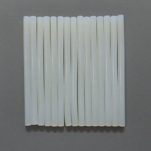 White Hot Glue Gun Sticks 7mm Length 8 to 10 Inch Approx - shown as a collection of twelve white, cylindrical glue sticks arranged side-by-side.