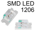 White SMD 1206 LED Super Bright Light Emitting Diode - two small white surface-mount light-emitting diodes with visible internal wire bonds shown against a white background.
