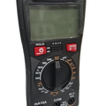 WinAPEX 119B+ Digital Multimeter DMM - a black handheld device with a blank screen, a central rotary dial, control buttons, and three input ports at the base.