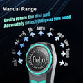 WinAPEX 189C Smart Rotary Multimeter High Precision 5999 Counts DC/AC Voltage Current Resistance Capacitance Frequency Temperature Overload Protection - a close-up of the dial and screen displaying "Auto" with arrows pointing to various measurement settings.