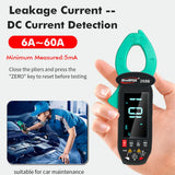 WINAPEX 268A meter - WINAPEX 268B clamp meter with a green jaw and black body, showing a digital display reading 10.1, control buttons, and a person using it on a car.