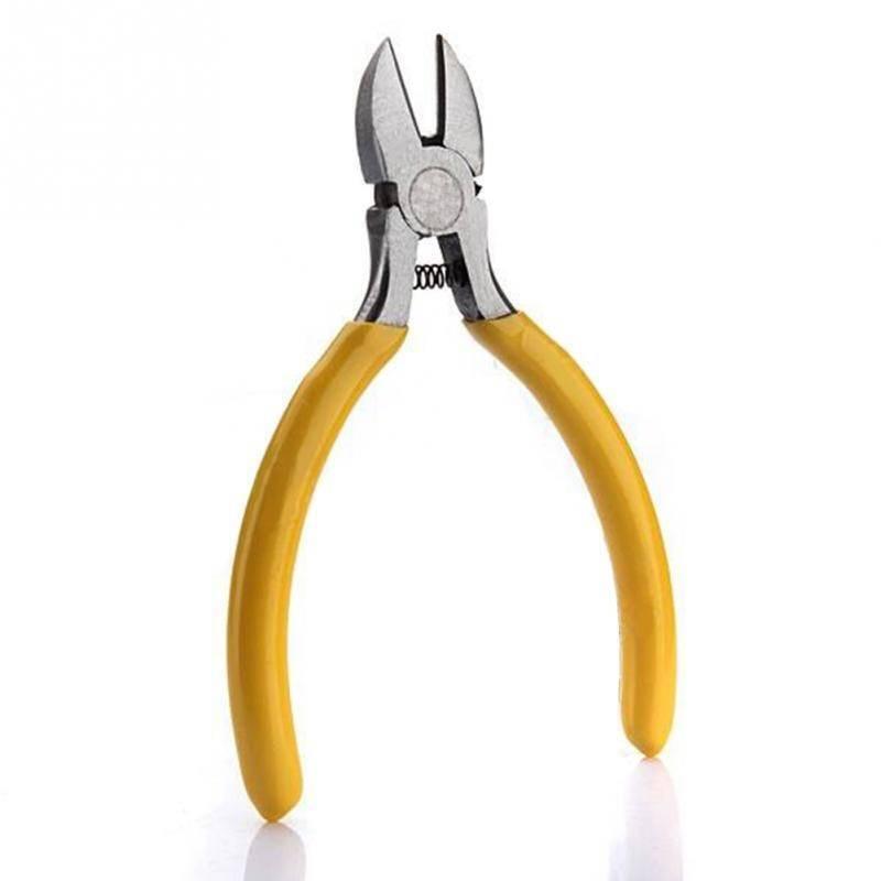 Wire Cutter Cable Cutter With Coil Spring - shown as a pair of metal cutting pliers with yellow plastic-coated handles and an integrated coil spring.