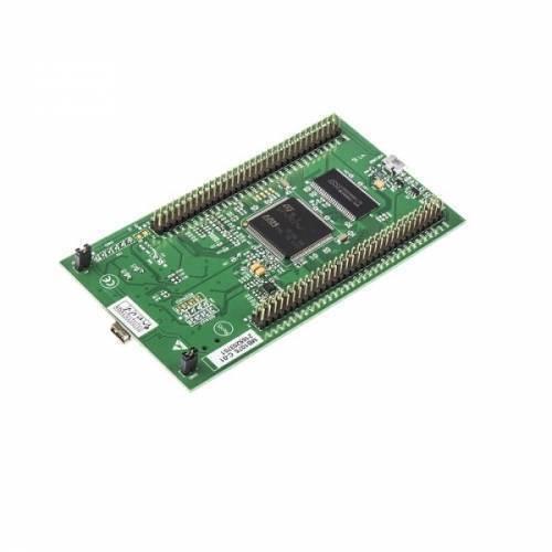 Without LCD Display STM32F429 439 Arm Cortex M4 Development Kit - a green rectangular circuit board with two black microchips, two USB ports, and rows of metal pin headers.