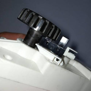 Worm Gear High Torque 12V 5RPM DC Gear Motor - a close-up showing the black plastic gear and the attached black switch component on the white motor body.