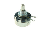 WX110(010) 2.2k 2K2 1W 6mm Metal Shaft Rotary Wire Wound Potentiometer - shown as a single silver and black component with a threaded shaft and three metal terminals.