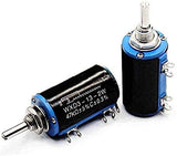 WXD3-13-2W 47k Precision Potentiometer - two cylindrical black and blue components with metal shafts and three connection terminals each.