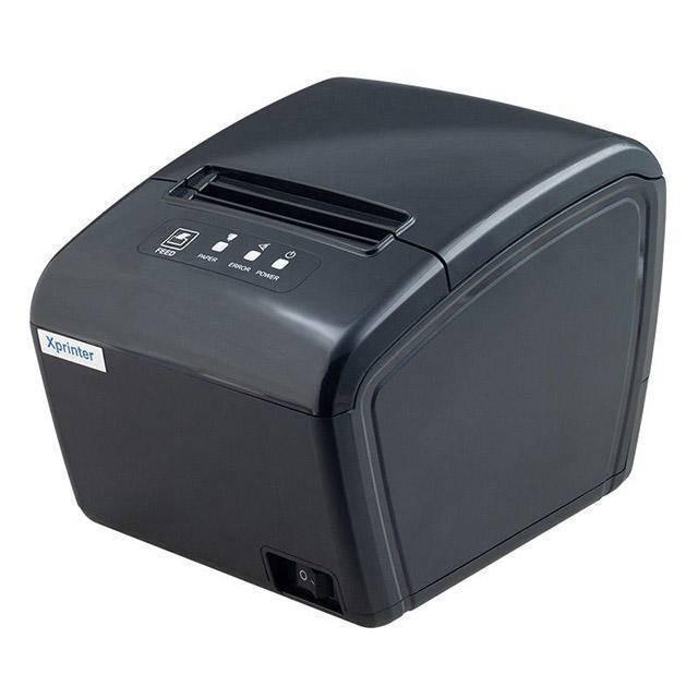 X Printer XP-S200M POS Receipt Printer Cash Register Thermal Printer - a top paper feed button, status indicator lights, and a side power switch.