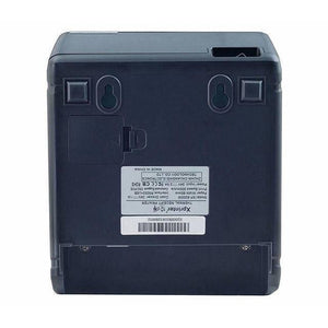 X Printer XP-S200M POS Receipt Printer Cash Register Thermal Printer - shown from the bottom, featuring a product information label, a barcode, and two keyhole-style wall mounts.