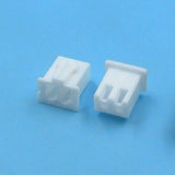 XH-JST 2PIN Electronics Low Voltage Harness 2 Pin 2.54 Connector - two white plastic two-pin connector housings on a blue background.
