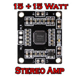 XHM181 Xh M181 PAM8610 12V Dual-channel Stereo Audio Amplifier Board - a black square circuit board featuring a central chip, input pins, and output terminals.