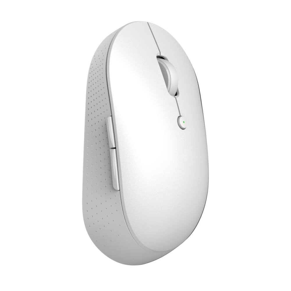 Xiaomi Wireless Bluetooth Dual-Mode Mouse – Silent Edition (White) - ergonomic wireless mouse featuring a scroll wheel, side buttons, and a button.