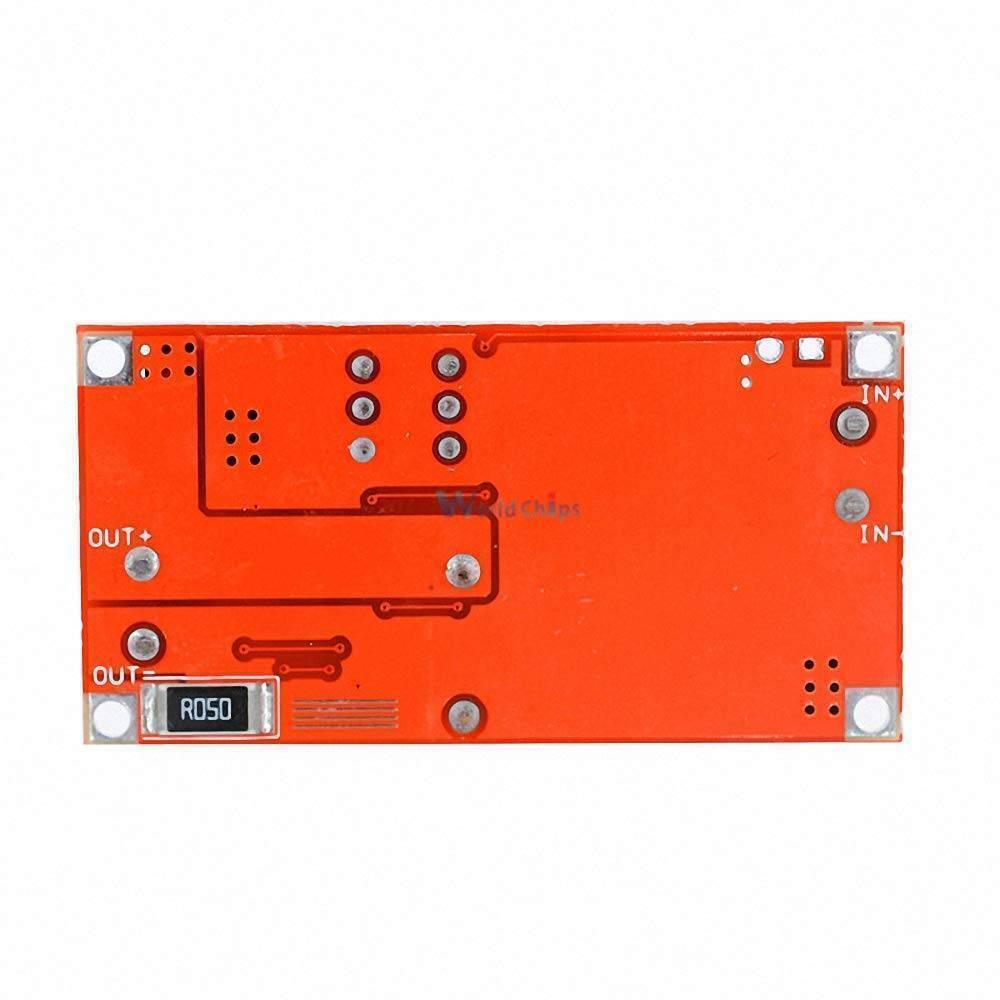 XL4015 Step-down Buck Charging Board DC 0.8-30V To 5-32V - the bottom side of the orange rectangular circuit board with IN+, IN-, OUT+, OUT- terminals and an R050 resistor.
