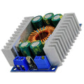 XL4016E1 Step-Down Buck Converter Power Supply Module DC-DC 5-40V to 1.2-36V Adjustable Step Down Board 12A 100W XL4016E1 compatible with Arduino - a blue circuit board, two aluminum heatsinks, a copper inductor coil, electrolytic capacitors, and a blue knob.