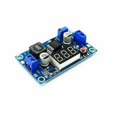 XL6009 DC-DC Adjustable Boost Module 5-40V 4A With Digital Display - a blue circuit board featuring a digital display, two terminal blocks, a potentiometer, and an inductor.