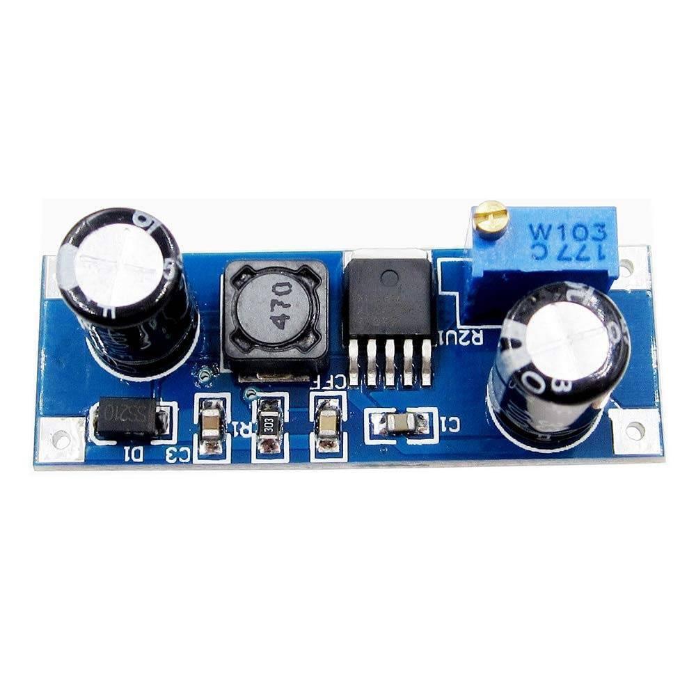 XL7015 DC-DC Buck Converter Step Down Module 5V-80V Wide Voltage Input 7005A Super Than LM2596 - a blue rectangular circuit board featuring a black inductor, a potentiometer, and two cylindrical capacitors.