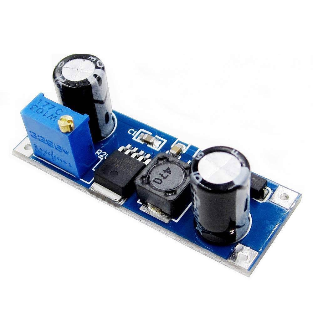 XL7015 DC-DC Buck Converter Step Down Module 5V-80V Wide Voltage Input 7005A Super Than LM2596 - a blue circuit board, two black electrolytic capacitors, a square inductor, and a blue adjustable potentiometer.
