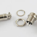 XLR 3 Pin Cable Connector 16mm Chassis Mount 3pin Plug Adapter - shown as a disassembled set of silver metal components on a white background.