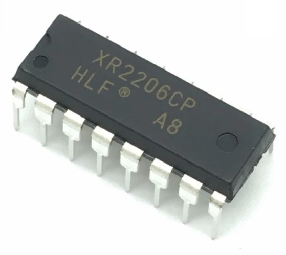 XR2206CP Monolithic Function Generator IC - a black 16-pin dual in-line package integrated circuit with white text reading XR2206CP HLF A8.