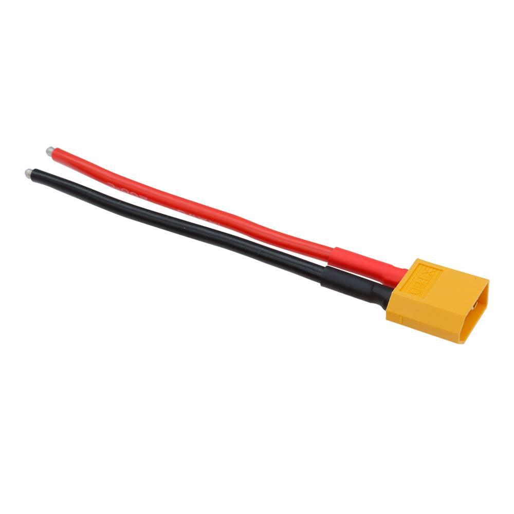 XT60 Male Connector Cable Wire AWG16 10cm For Rc LiPo Battery Esc - a yellow XT60 male connector attached to two 10cm red and black wires.