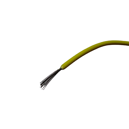 Yellow 1m Solderable Wire Hard Wires For Wiring Jumper Wire Wiring Cable - shown as a close-up of a single yellow wire with exposed metallic strands.