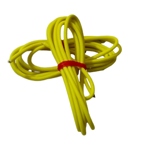 Yellow 1m Solderable Wire Hard Wires For Wiring Jumper Wire Wiring Cable - shown as a coiled length of yellow wire secured with a red plastic tie.