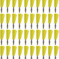 Yellow Stackable 4mm Banana Plugs Jacks Connector - grid of forty identical yellow stackable 4mm banana plug connectors arranged in four rows.
