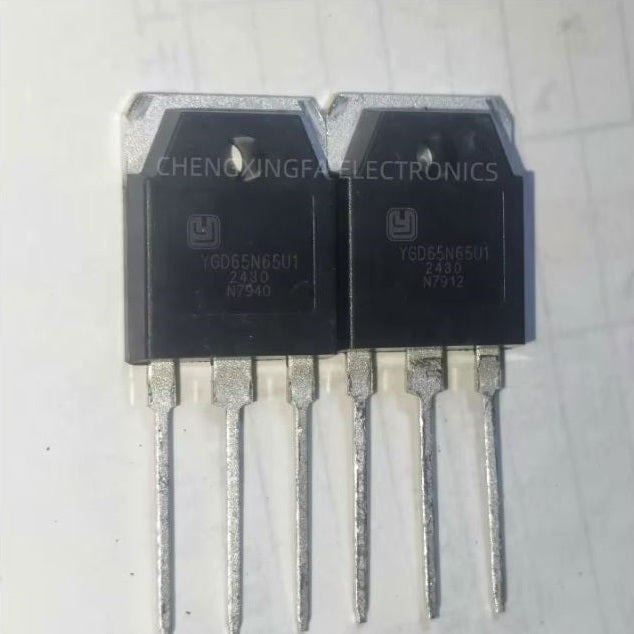YGD75N65U1 IGBT Power Semiconductor - two black TO-247 packaged transistors with silver metal tabs and three downward-facing pins.