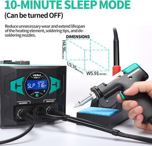 YIHUA 948D III desoldering station sleep mode and station dimensions