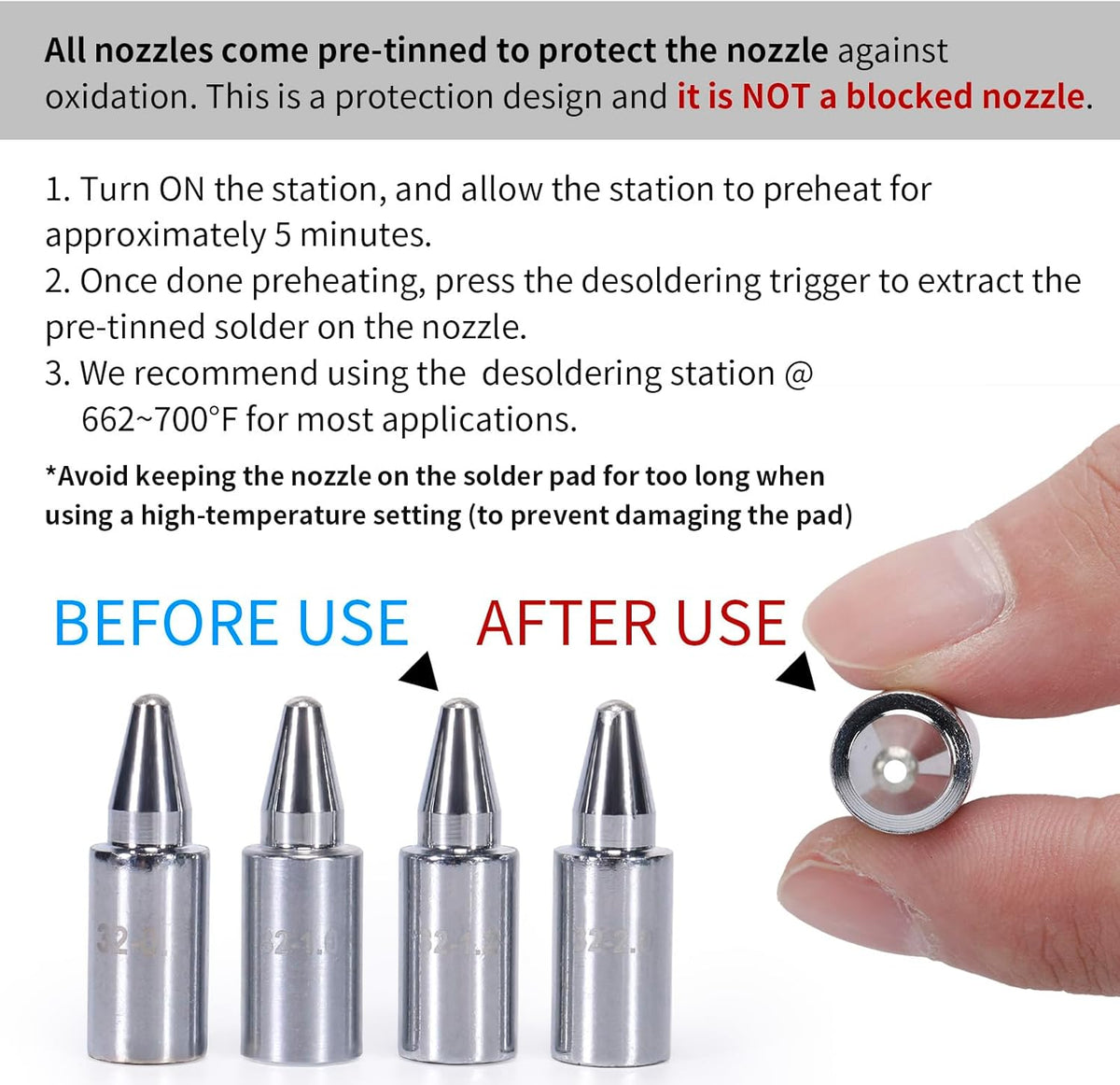 Pre-tinned desoldering nozzles for the YIHUA 948D III