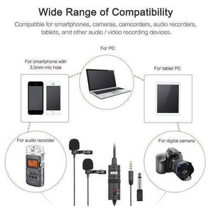 Yoga Dual Omni-directional Lavalier Microphone Bym1dm Camera Video Recorder Mic For Iphone Smartphone Dslr Camera - Boya Dual Lavalier Microphone BY-M1DM shown in a compatibility diagram with two microphones, a power module, a 3.5mm jack, and an adapter.