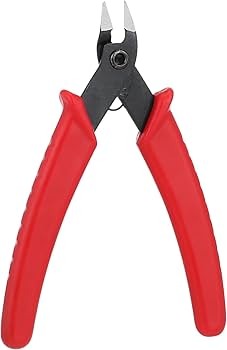 YTH-109S Cutting Plier - shown as a pair of metal wire cutters with sharp, pointed tips and bright red ergonomic rubber handles against a white background.