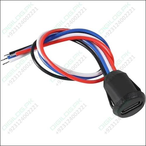 USB-C connector with colored wires for 4Pin USB fast charging and waterproof socket