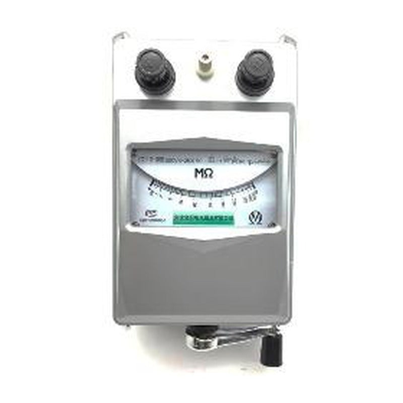 ZC11D Analog Insulation Tester - grey hand-crank megger with MΩ scale and two terminals