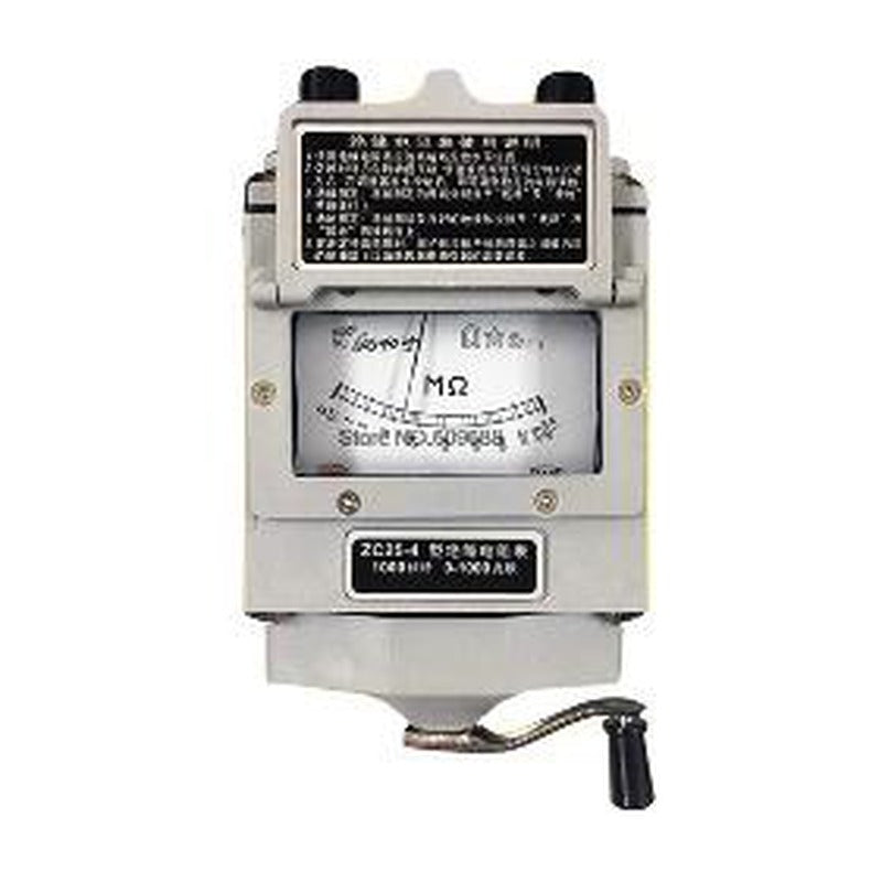 ZC25H Analog Insulation Tester - grey hand-crank megger with MΩ needle scale and crank handle