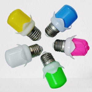 Zero Watt LED Blub Mix Colour - five individual bulbs in yellow, blue, pink, white, and green with flower-shaped bases and screw-in connectors.
