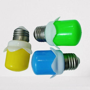 Zero Watt LED Blub Mix Colour - three small bulbs with yellow, green, and blue cylindrical covers and standard screw-in metal bases.