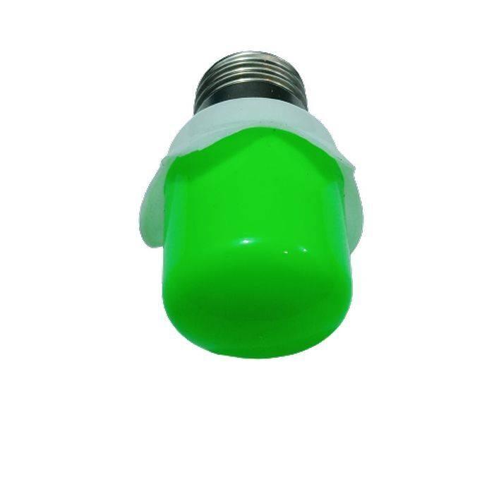 Zero Watt LED Blub Mix Colour - a green-colored bulb with a standard screw-in metal base against a white background.