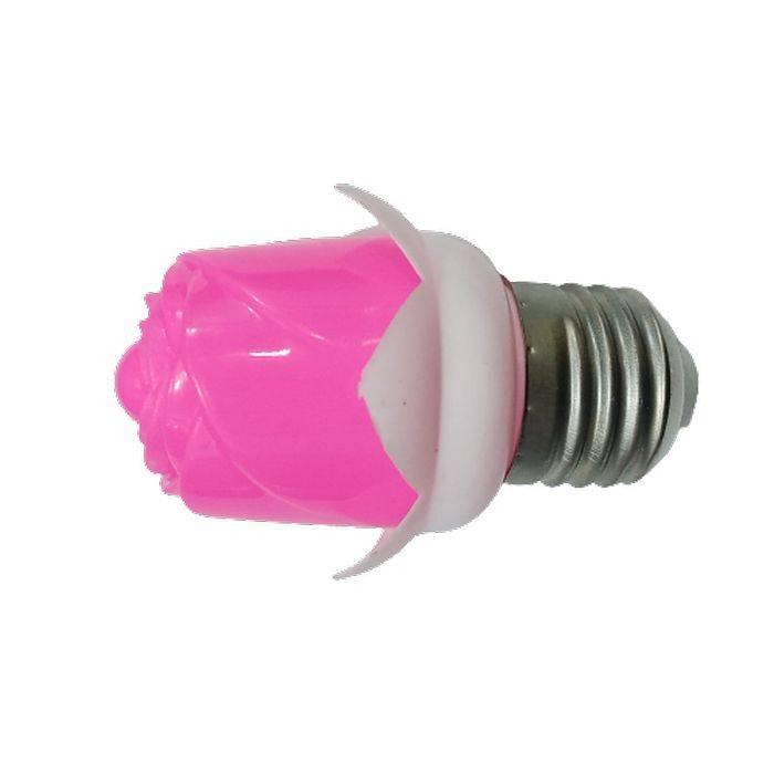 Zero Watt LED Blub Mix Colour - a pink rose-shaped light bulb with a standard screw-in metal base.