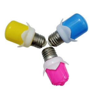 Zero Watt LED Blub Mix Colour - shown as three light bulbs with yellow, blue, and pink rose-shaped covers and standard screw-in metal bases.