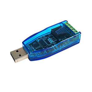ZK-U485 Industrial Grade USB To RS485 Converter Module - with a USB connector on one end and a green screw terminal block.