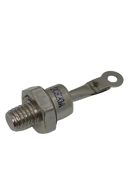 Zp 8mm Male Thread Stud Mount Silicon Rectifier Diode 1200V ZP-20A - a silver-colored metal stud diode with a threaded base and a flat ring terminal.